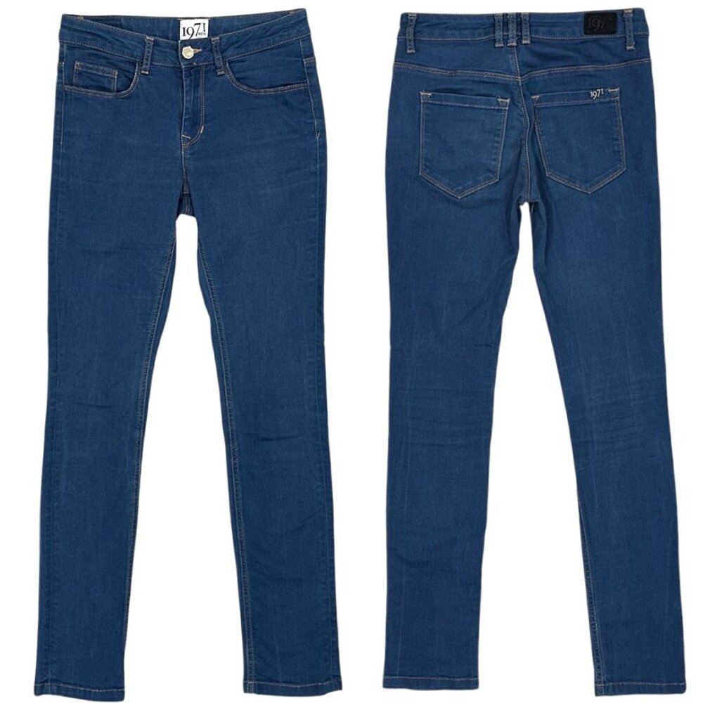 Reiss 1971 Ross Low-Rise Lightweight Stretch Skinny Jeans in Medium Blue Size 2